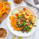 Thai Basil Beef Bowls with Coconut-Ginger Rice and Peanut Sauce