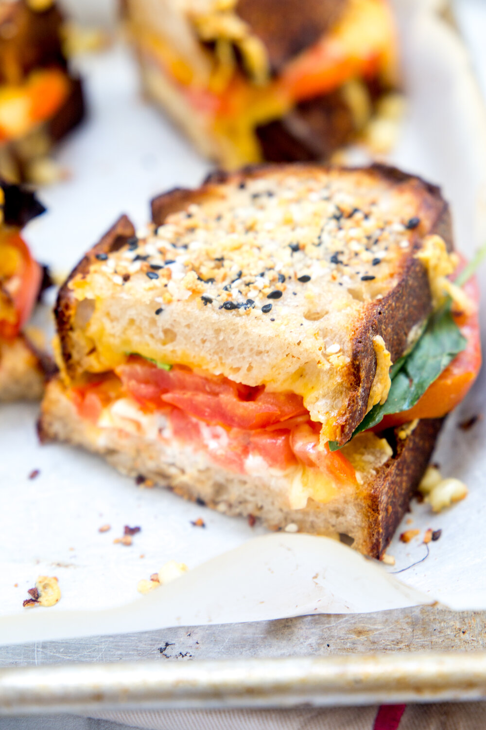 Corn, Heirloom Tomato, and Basil Grilled Cheese
